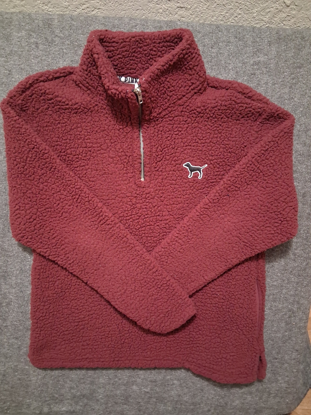 PINK Victoria's Secret Burgundy Sherpa Half-Zip Pullover